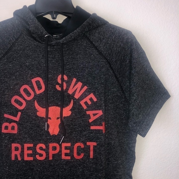 NWT Under Armour Men's Project Rock Respect Short Sleeve Hoodie Sweater size S - Picture 4 of 11